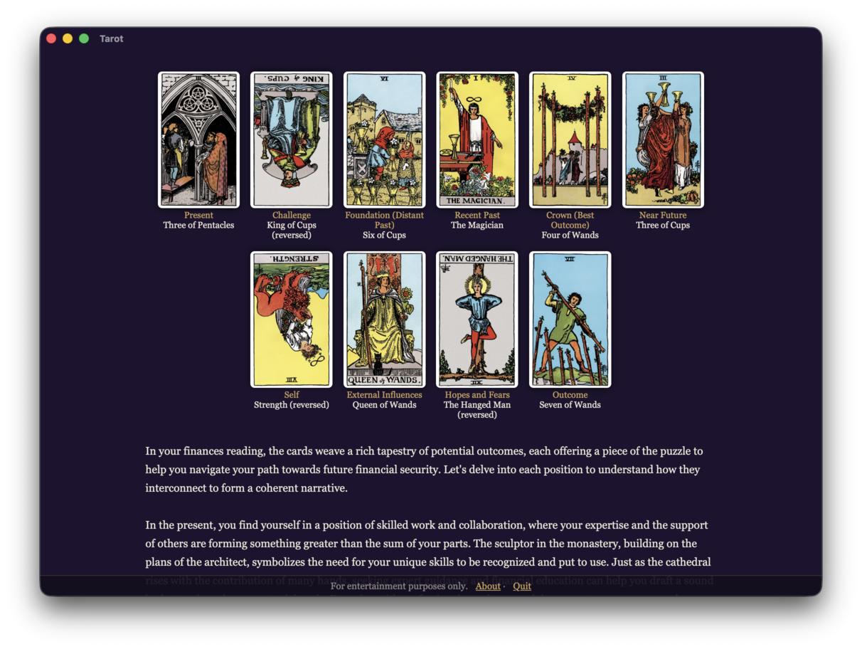 Choosing a Local Model for an Offline Tarot Reader